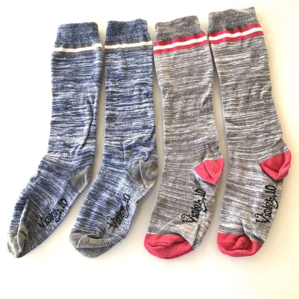 Violet Bundle Of 2 Knee Socks, Size 10